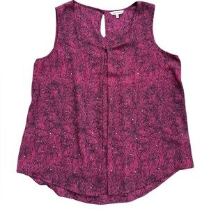 Juicy Couture sheer embellished sleeveless shirt‎ in maroon/ black size XL